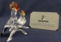 Swarovski Crystal Glass Two Hoopoes birds on a branch.