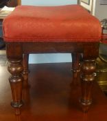 A Victorian carved wood an upholstered foot stool an another (2)