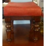 A Victorian carved wood an upholstered foot stool an another (2)