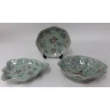 Three Chinese Celadon ground shallow bowls 19th century, 27cm width