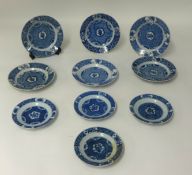 Seven Chinese plates early 18th Century, 16cm and three smaller en-suite, 13cm