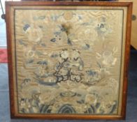 A Chinese framed silk picture 19th century 55.5cm x 55.5cm