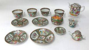 A Chinese puzzle cup and twelve other pieces of Chinese porcelain mostly 19th century