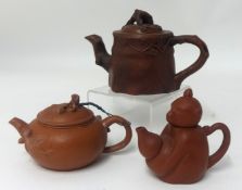 Three Chinese Yixing Teapots 20th century