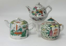 Three Chinese Teapots 19th century