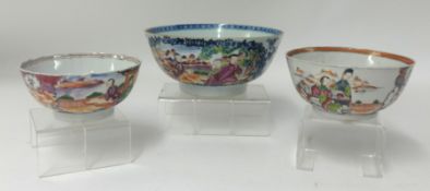 Three Chinese bowls 18th century, 20cm width
