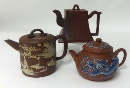 Three Chinese Yixing Teapots 19th and 20th century