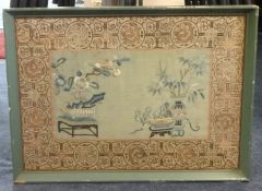 A Chinese framed silk early 20th century 37.5cm x 26.5cm