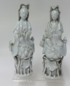 A pair of Chinese Blanc de Chine figures of Guanyin 19th century or earlier, 23cm height
