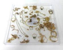 A collection of 9ct gold jewellery, approx 73gms.