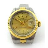 Rolex, a Ladies stainless steel and gold Date Just wristwatch.