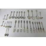 A collection of Georgian and Victorian, London silver flatware, approx 53oz