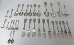 A collection of Georgian and Victorian, London silver flatware, approx 53oz