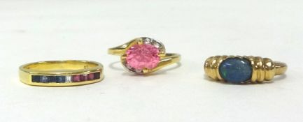 Three 9ct gold dress rings.