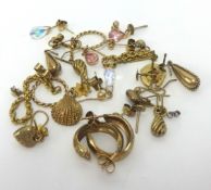 A mixed collection of 9ct gold earrings , approx 15gms.