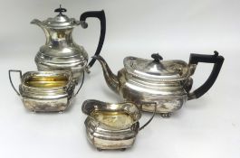 An Edwardian four piece silver tea service, approx 60oz (a set of three plus one).
