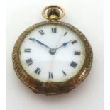 A Victorian 9ct gold ladies open fob watch.