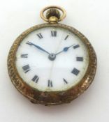 A Victorian 9ct gold ladies open fob watch.