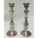 A pair silver candlesticks, height 27cm.