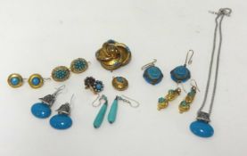 A collection of various Victorian and later turquoise set, yellow metal and other jewellery etc.