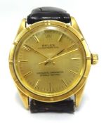 Rolex, a gents 18ct gold Oyster Automatic Chronometer wristwatch with croco strap.