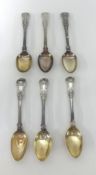Six Geo III silver tea spoons, approx 6.88oz.