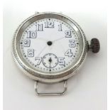 Rolex, a silver wristwatch, in poor condition, case diameter approx 35mm.