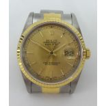 Rolex, a Gents Oyster Date Just stainless steel and gold wristwatch, with box and papers, service