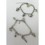 Two modern silver charm bracelets (2).