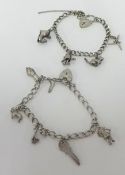 Two modern silver charm bracelets (2).