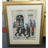 L.S.Lowry a modern reproduction print, limited edition 'Guttelette', 'A Fight' with certificate.