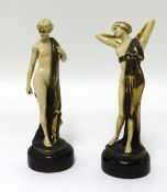 Two reproduction Art Deco style figures, after Ferdinand Preiss.