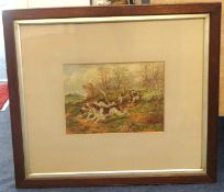 Charles Edward Brittan (1870-1949) signed watercolour 'Hounds, Moorland',