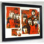 GERED MANKOWITZ., Rolling Stones, 'Red Caged' signed silkscreen print, framed, 26/200.