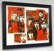 GERED MANKOWITZ., Rolling Stones, 'Red Caged' signed silkscreen print, framed, 26/200.