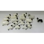 A collection of Beswick Sheep and a Sheep Dog.