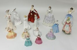 Royal Doulton 'Suzette' HN 2026 and a collection of figurines including Doulton and miniatures
