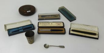 Parker fountain pens and other items.