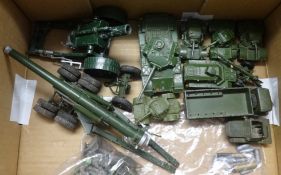 Various Bitains and Dinky Toys military items, including shells plus 'Empire Made' plastic