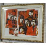GERED MANKOWITZ. , Rolling Stones, 'Red Caged' signed silkscreen print, in gilt frame, No 27/200
