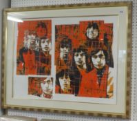 GERED MANKOWITZ. , Rolling Stones, 'Red Caged' signed silkscreen print, in gilt frame, No 27/200