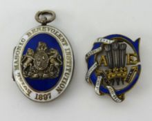 A Victorian silver and enamelled Royal Masonic Benevolent Institution locket dated 1897, with gilt