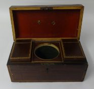 A 19th century mahogany tea caddy, various wood cutlery boxes, porcelain table lamp, set kitchen