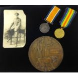 A Great War trio of medals to 277691 F.Bartlett STO RN, also Great war medals and death plaque to