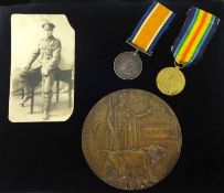A Great War trio of medals to 277691 F.Bartlett STO RN, also Great war medals and death plaque to