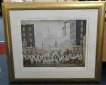 L.S.Lowry a modern reproduction print, limited edition 'Guttelette', 'Coming from the Mill' with