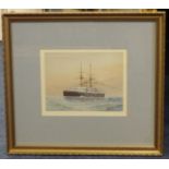 William C. Cluett, three small maritime watercolours, signed.