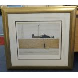 L.S.Lowry a modern reproduction print, limited edition 'Guttelette', 'Man Lying on a Wall' with
