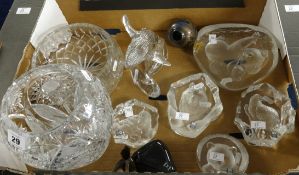 Various cut glass, Mats Jonasson glassware etc.