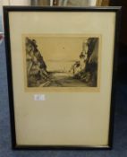 Robert Houston, limited edition pair of etchings also three 19th century fashion prints.